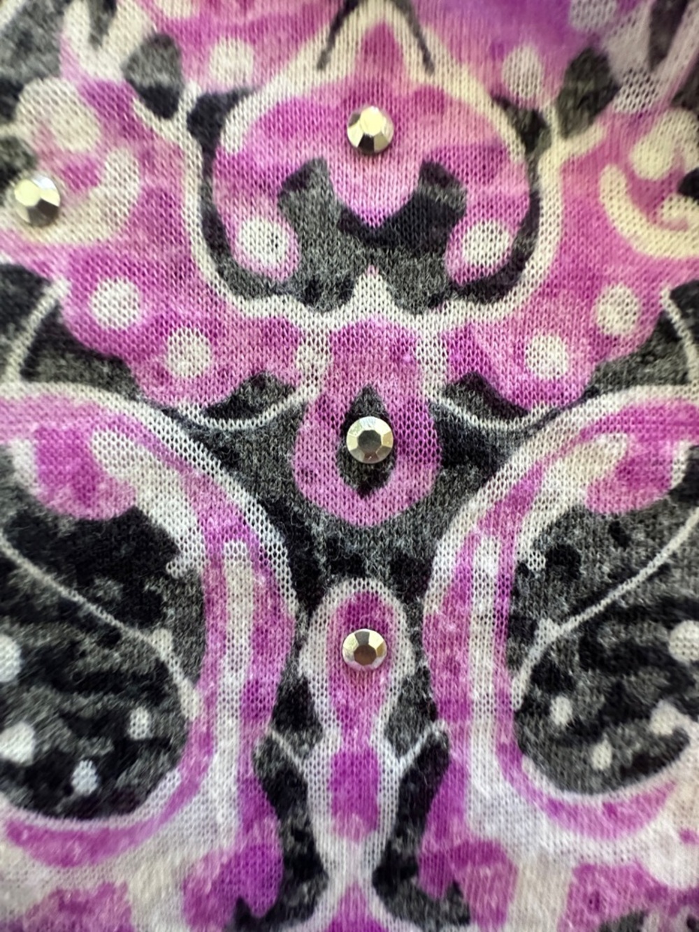 INC International Concepts Pink Black Baroque Rhinestone Detail Top Size M - Picture 10 of 16